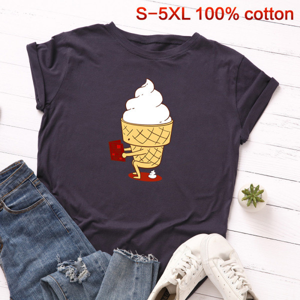 Színes rátéttel és O-nyakú női póló