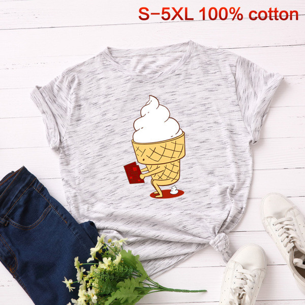 Színes rátéttel és O-nyakú női póló