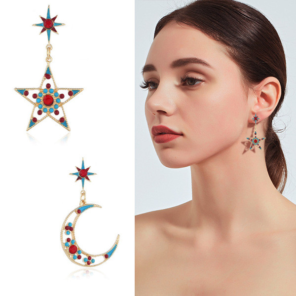 Cercei de dama in forma de luna si stea