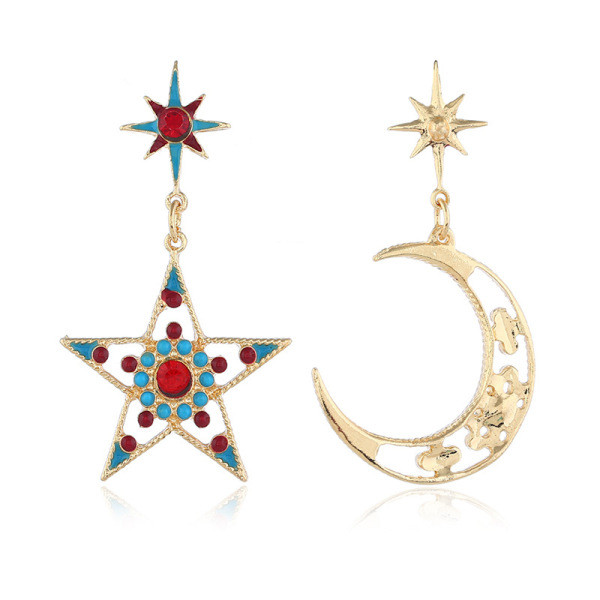 Cercei de dama in forma de luna si stea