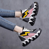 Jauns krāsainu sieviešu kedu modelis no eko zamšādas ar iekšējo platformu un raupju zoli