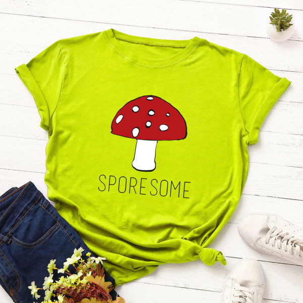 Tricou de damă cu aplicație colorată, mâneci scurte și decolteu oval