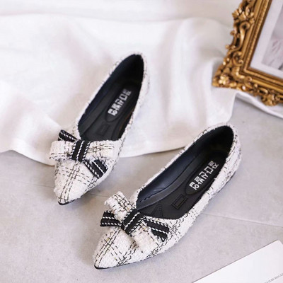 Pantofi casual dama cu talpa plata si panglica