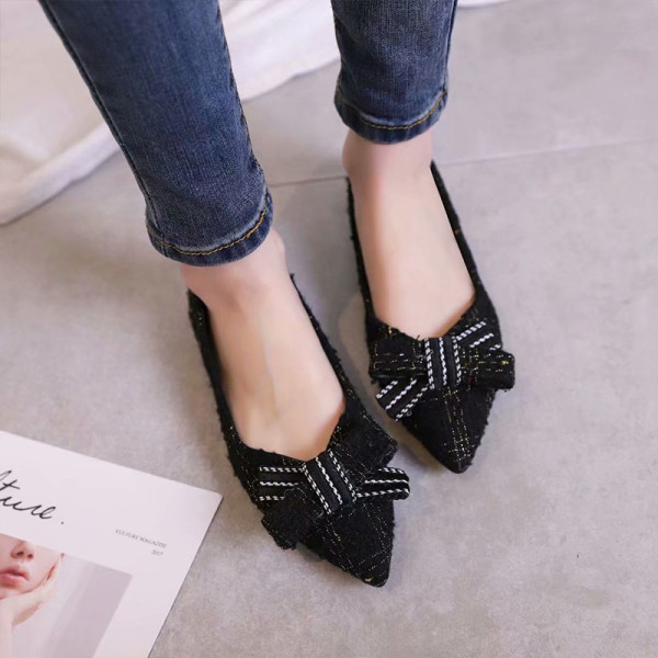 Pantofi casual dama cu talpa plata si panglica