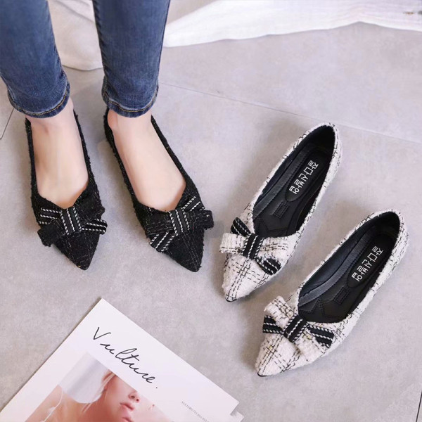 Pantofi casual dama cu talpa plata si panglica