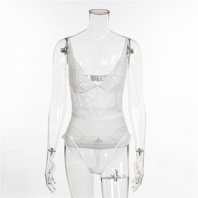 Modern női csipke body vékony pántokkal