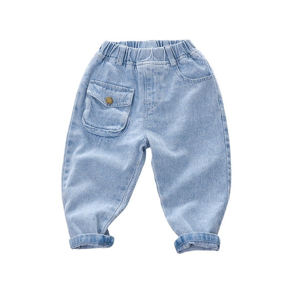 Pavasariniai vaikiški džinsai berniukams elastingu juosmeniu ir kišene