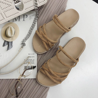 Papuci casual dama cu bretele si talpa plata