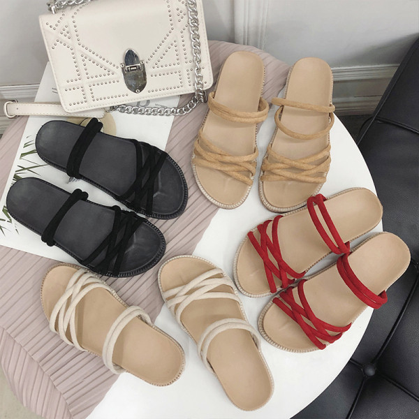 Papuci casual dama cu bretele si talpa plata