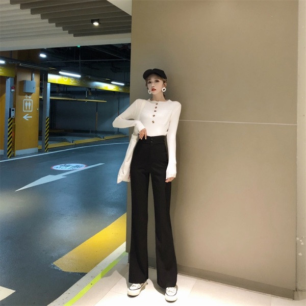 Modern női nadrág magas derékkal - egyenes modell