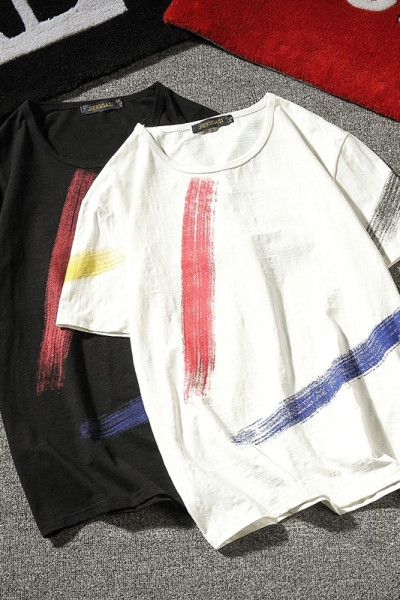 Įprasti vyriški marškinėliai su spalvingais elementais ir dydžiais iki 5XL