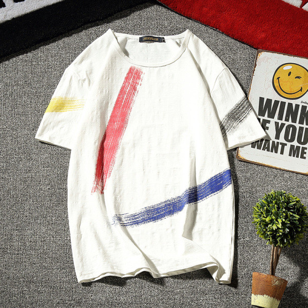 Įprasti vyriški marškinėliai su spalvingais elementais ir dydžiais iki 5XL