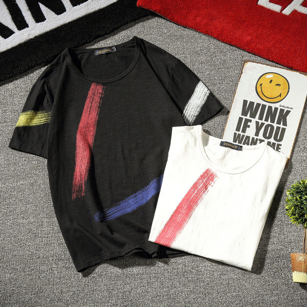 Įprasti vyriški marškinėliai su spalvingais elementais ir dydžiais iki 5XL