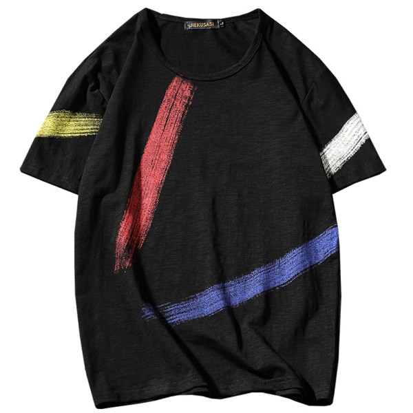 Įprasti vyriški marškinėliai su spalvingais elementais ir dydžiais iki 5XL