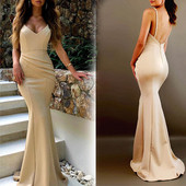 Rochie lunga de dama eleganta cu bretele subtiri si fermoar