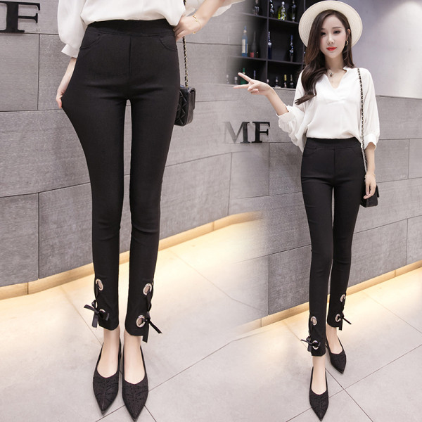 Elastīgi sieviešu legingi ar augstu vidukli un metāla elementiem