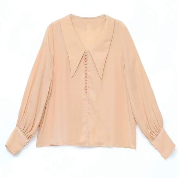 Női alkalmi ing spitz nyakkivágással, gombokkal és hosszú ujjakkal