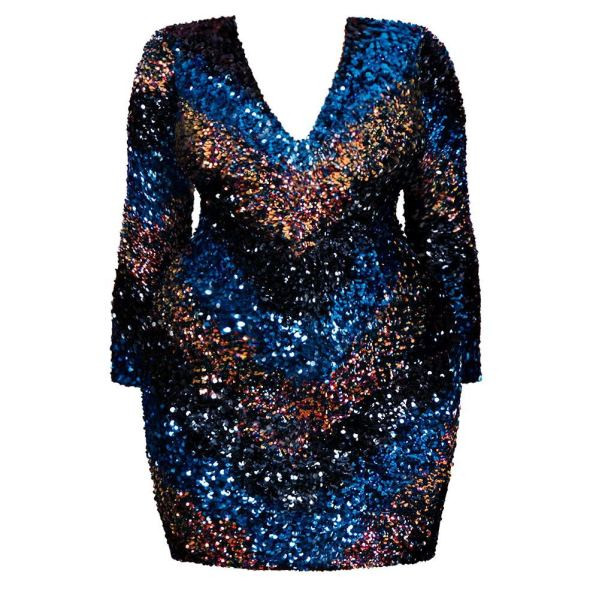 Új modell női modern ruha flitterekkel - nagy méretben