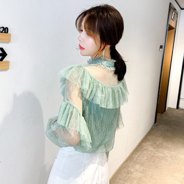 Moteriški laisvalaikio marškiniai su sagomis ir ilgomis rankovėmis