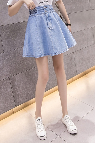 Ženska moderna kratka suknja s visokim strukom i gumbima