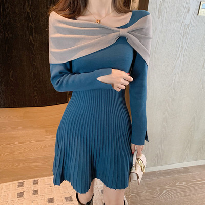 Női ruha, hosszú ujjú, redős aljú