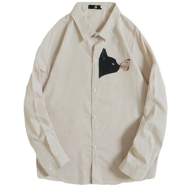 Vīriešu moderns krekls ar klasisku apkakli, garām piedurknēm un aplikāciju