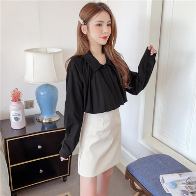 Jauna modeļa sieviešu krekls ar apaļu kakla izgriezumu un garām piedurknēm - plats modelis