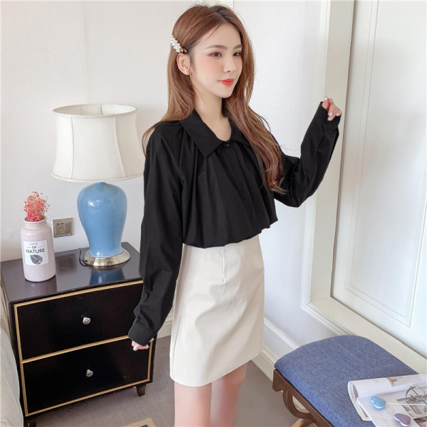 Jauna modeļa sieviešu krekls ar apaļu kakla izgriezumu un garām piedurknēm - plats modelis