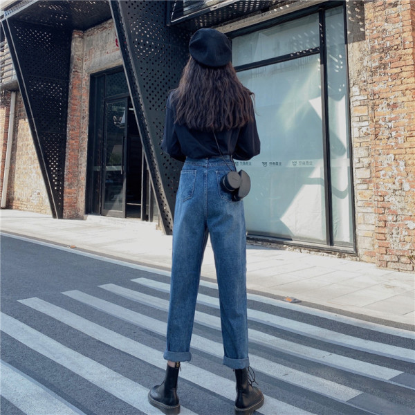 Széles női farmer, magas derékkal