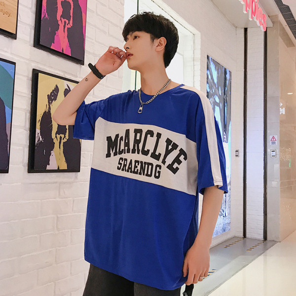 Tricou bărbați model larg cu mâneci scurte și inscripție