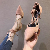 Sandale de damă elegante din piele intoarsa cu element sidefat