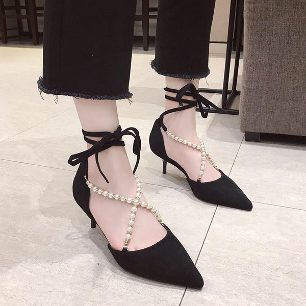 Sandale de damă elegante din piele intoarsa cu element sidefat