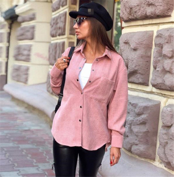 Alkalmi női ing kordbársonyból, gombokkal és zsebbel