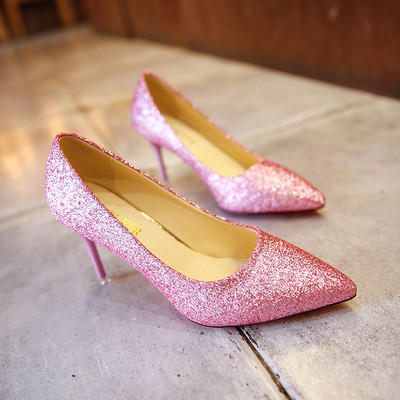 Pantofi de dama eleganti cu particule stralucitoare - model ascutit