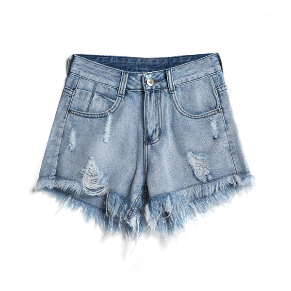 Model nou de blugi scurti de dama cu talie inalta si motive rupte