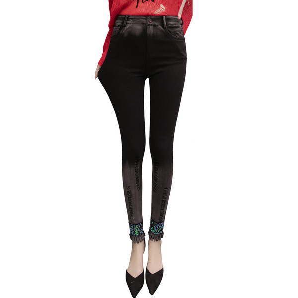 Blugi de dama moderni Model slim cu paiete