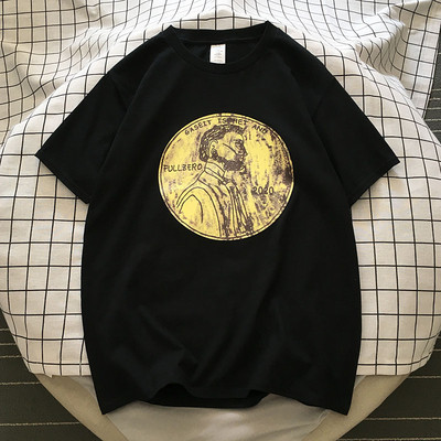 Ikdienas vīriešu T-krekls ar īsām piedurknēm un apaļu apdruku