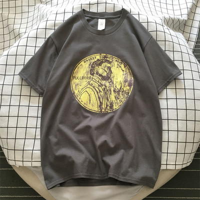 Ikdienas vīriešu T-krekls ar īsām piedurknēm un apaļu apdruku