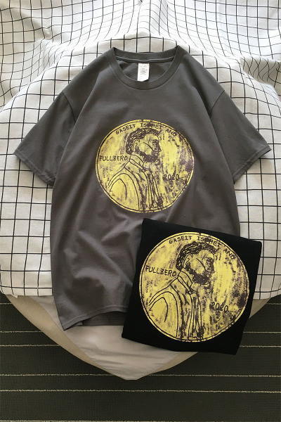 Ikdienas vīriešu T-krekls ar īsām piedurknēm un apaļu apdruku