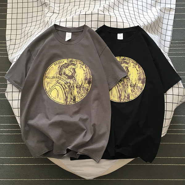 Ikdienas vīriešu T-krekls ar īsām piedurknēm un apaļu apdruku