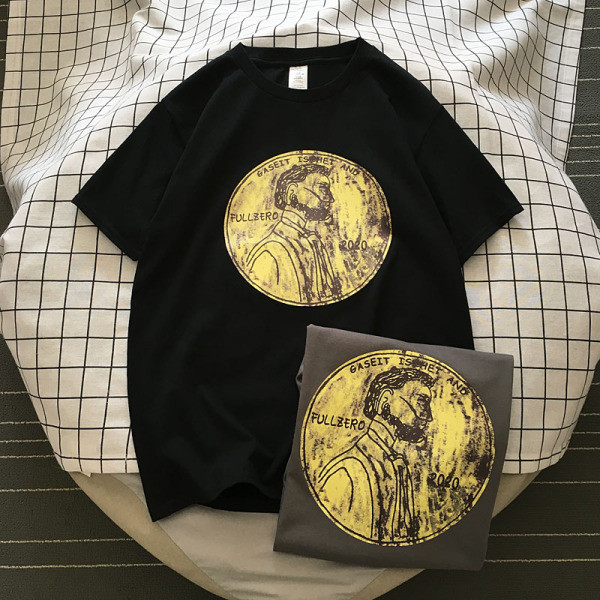 Ikdienas vīriešu T-krekls ar īsām piedurknēm un apaļu apdruku