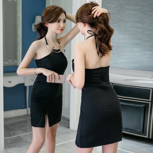 Rochie elegantă de damă, cu fantă