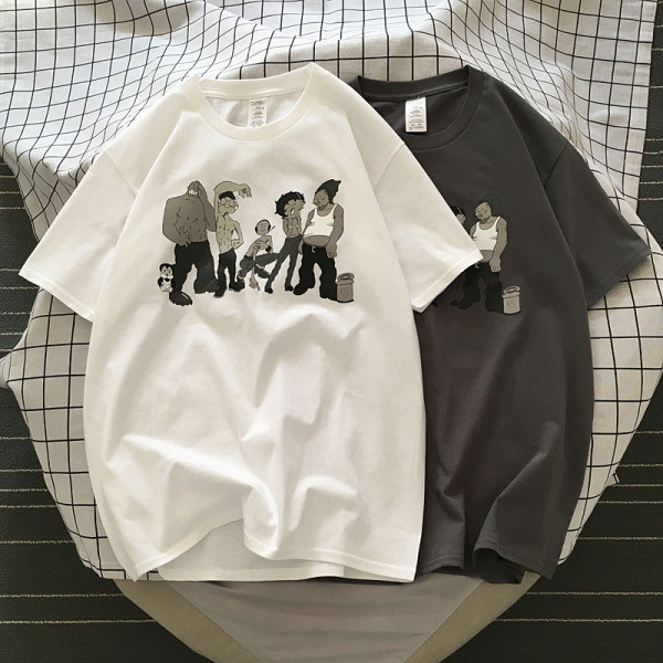 Moderna muška majica s printom i ovalnim izrezom