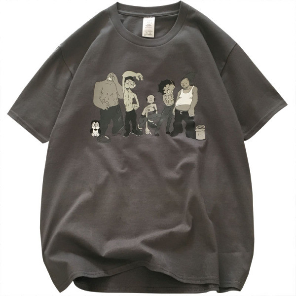 Moderna muška majica s printom i ovalnim izrezom