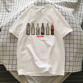 Balti vyriški marškinėliai trumpomis rankovėmis ir aplikacijomis ant butelių