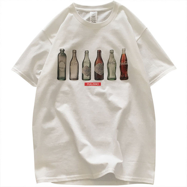 Balti vyriški marškinėliai trumpomis rankovėmis ir aplikacijomis ant butelių