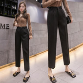 Stiilsed naiste püksid kõrge vöökohaga sirge mudeliga