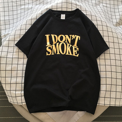 Tricou casual bărbătesc din bumbac, cu mâneci scurte și inscripție aurie