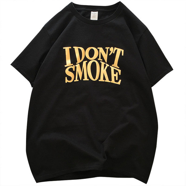 Tricou casual bărbătesc din bumbac, cu mâneci scurte și inscripție aurie