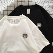 Tricou barbatesc modern cu maneca scurta si broderie in forma de pisoi